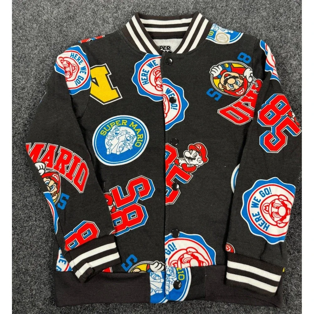 Kids Super Mario Nintendo Hybrid Snap Button Bomber Jacket Size Small